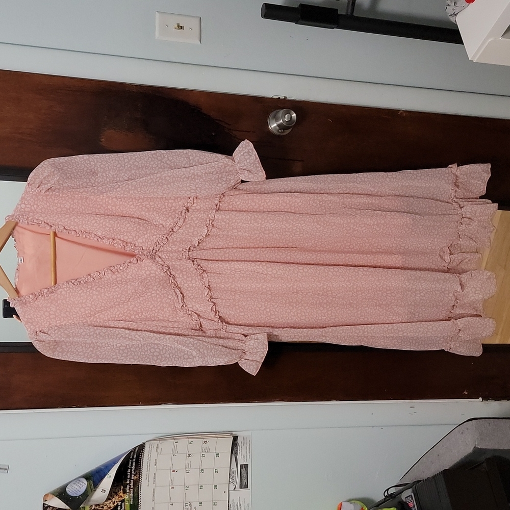 Animal Print longsleeve blush pink dress. New without tag